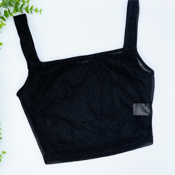 Shein Fitted Black Glitter Sleeveless Crop Top XS - Picture 8 of 8